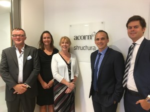 Richard Harrop, Nicky de Veulle, Laura Barker and Nathan Robson celebrate the merger of Acorn Mortgages and Structura. 